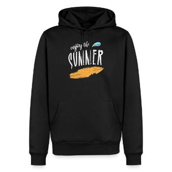 Enjoy Summer - Sommer Surf - Männer Premium Bio Hoodie - Schwarz - Vorne - Nico (187cm)