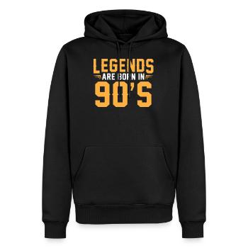 Né dans les années 90 - Sweat à capuche Premium bio Homme - noir - Devant - Nico (187cm)
