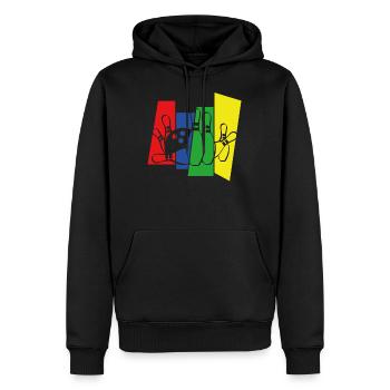 Bowling - Männer Premium Bio Hoodie - Schwarz - Vorne - Nico (187cm)