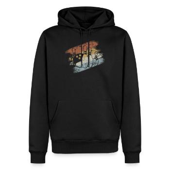 Bowling - Männer Premium Bio Hoodie - Schwarz - Vorne - Nico (187cm)