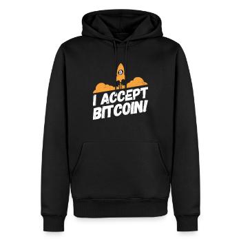 Bitcoin Kryptowährung Krypto Sprüche Accept - Männer Premium Bio Hoodie - Schwarz - Vorne - Nico (187cm)