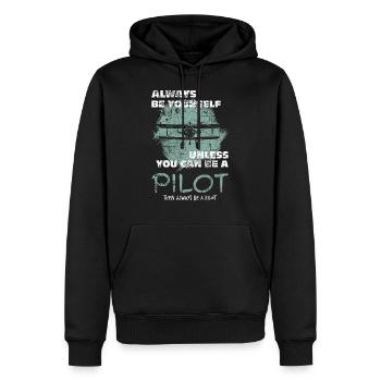 Flugzeug Pilot - Männer Premium Bio Hoodie - Schwarz - Vorne - Nico (187cm)