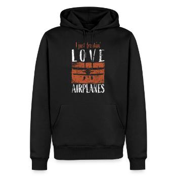 Flugzeug - Männer Premium Bio Hoodie - Schwarz - Vorne - Nico (187cm)