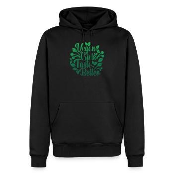 You Taste Better Gift I Funny Vegan Leaves Grafik - Männer Premium Bio Hoodie - Schwarz - Vorne - Nico (187cm)