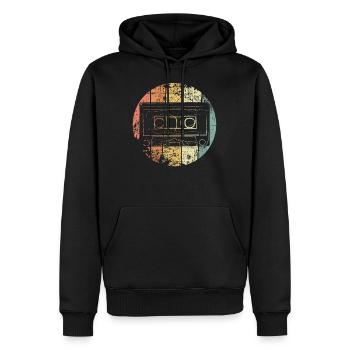 Cassette musique rétro - Sweat à capuche Premium bio Homme - noir - Devant - Nico (187cm)