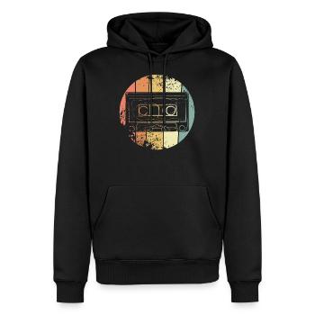 Cassette musique - Sweat à capuche Premium bio Homme - noir - Devant - Nico (187cm)