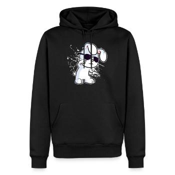 Un lapin cool - Sweat à capuche Premium bio Homme - noir - Devant - Nico (187cm)