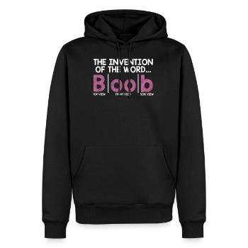 seins mot invention boobs - Sweat à capuche Premium bio Homme - noir - Devant - Nico (187cm)