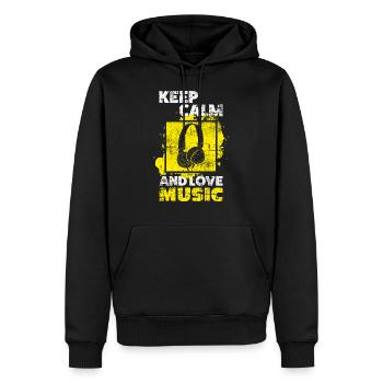 Musik - Männer Premium Bio Hoodie - Schwarz - Vorne - Nico (187cm)