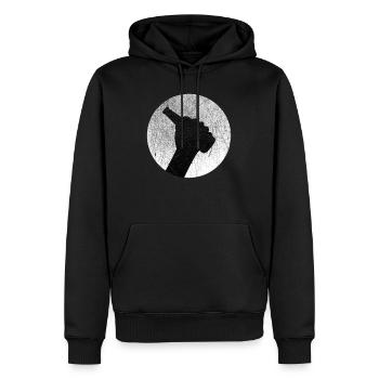 Bottled beer in hand Moon beer - Men’s Premium Organic Hoodie - black - Front - Nico (187cm)