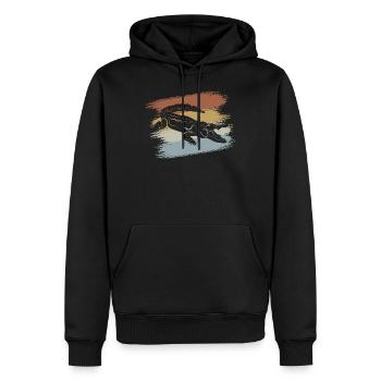 Krokodil - Männer Premium Bio Hoodie - Schwarz - Vorne - Nico (187cm)