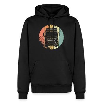 LKW - Männer Premium Bio Hoodie - Schwarz - Vorne - Nico (187cm)