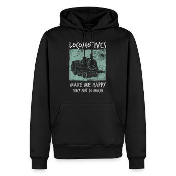 Lokomotive - Männer Premium Bio Hoodie - Schwarz - Vorne - Nico (187cm)