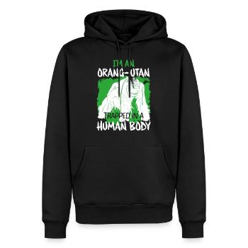 Monkey Orangutan - Men’s Premium Organic Hoodie - black - Front - Nico (187cm)