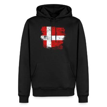 Drapeau du Danemark - Sweat à capuche Premium bio Homme - noir - Devant - Nico (187cm)