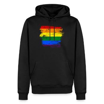 Drapeau arc-en-ciel LGBT - Sweat à capuche Premium bio Homme - noir - Devant - Nico (187cm)