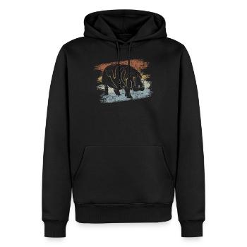Nilpferd - Männer Premium Bio Hoodie - Schwarz - Vorne - Nico (187cm)