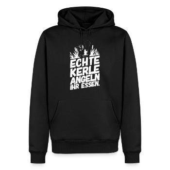 Pêche Pêche Drôles De Vrais Proverbes - Sweat à capuche Premium bio Homme - noir - Devant - Nico (187cm)