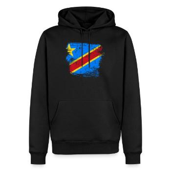 Kongo - Männer Premium Bio Hoodie - Schwarz - Vorne - Nico (187cm)
