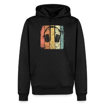 Musique rétro - Sweat à capuche Premium bio Homme - noir - Devant - Nico (187cm)