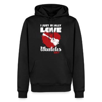 Ukulele - Männer Premium Bio Hoodie - Schwarz - Vorne - Nico (187cm)