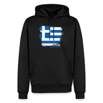Grèce Drapeau - Sweat à capuche Premium bio Homme - noir - Devant - Nico (187cm)