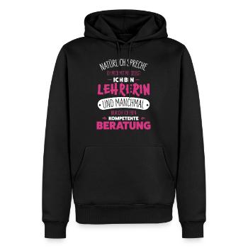 Enseignante - Sweat à capuche Premium bio Homme - noir - Devant - Nico (187cm)