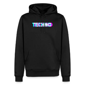 Techno - Sweat à capuche Premium bio Homme - noir - Devant - Nico (187cm)