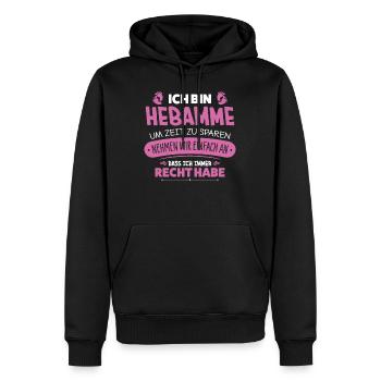 Sage-femme - Sweat à capuche Premium bio Homme - noir - Devant - Nico (187cm)