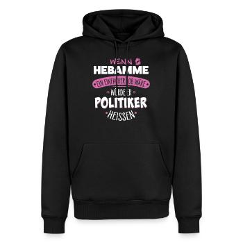 Sage-femme - Sweat à capuche Premium bio Homme - noir - Devant - Nico (187cm)