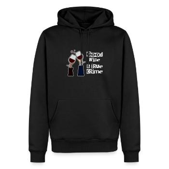 Bon vin &True Crime Drôle de vin Amateur Cadeau - Sweat à capuche Premium bio Homme - noir - Devant - Nico (187cm)