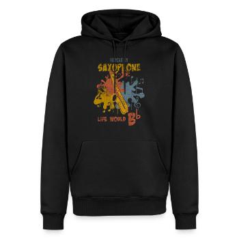 Saxofon - Männer Premium Bio Hoodie - Schwarz - Vorne - Nico (187cm)