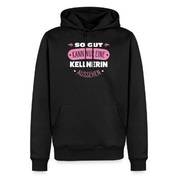 Kellnerin - Männer Premium Bio Hoodie - Schwarz - Vorne - Nico (187cm)
