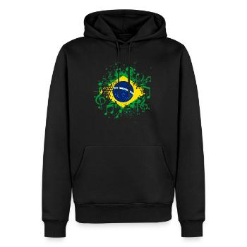 Brésil Drapeau Musique - Sweat à capuche Premium bio Homme - noir - Devant - Nico (187cm)