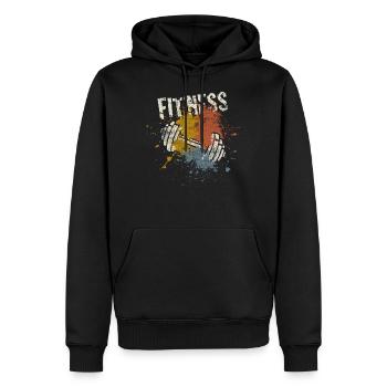 Remise en forme - Sweat à capuche Premium bio Homme - noir - Devant - Nico (187cm)