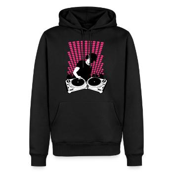 DJ turntables - Sweat à capuche Premium bio Homme - noir - Devant - Nico (187cm)