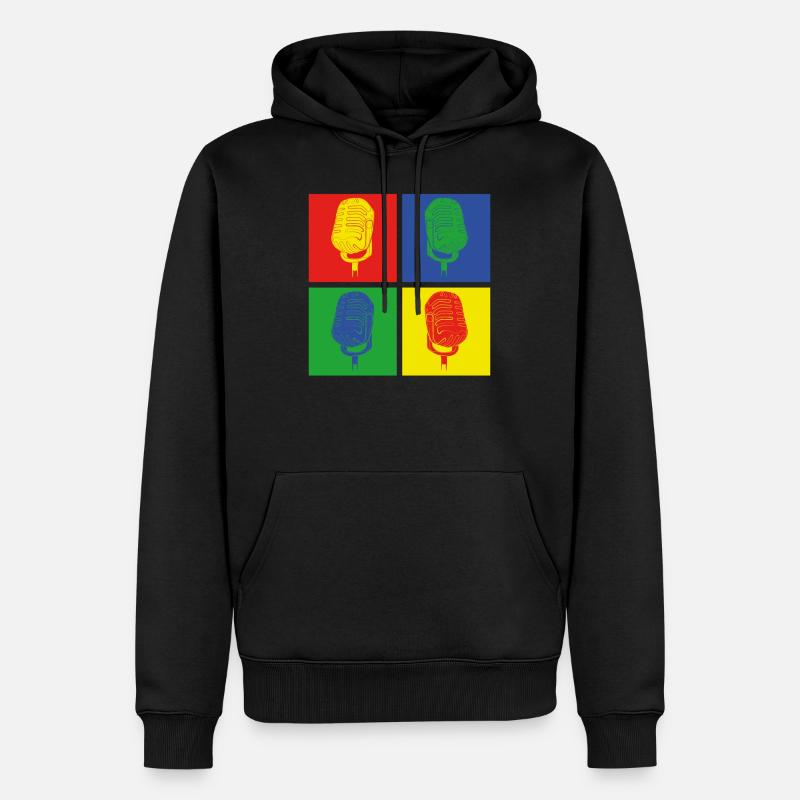Pop Art microphone chanteur - Sweat à capuche Premium bio Homme - noir