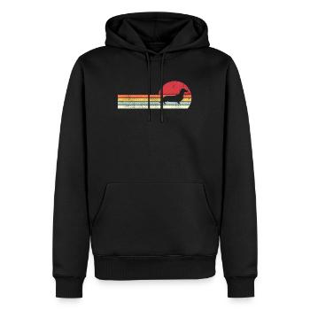 Vintage Retro Dackel T Shirt Hund für Männer & Frauen - Männer Premium Bio Hoodie - Schwarz - Vorne - Nico (187cm)