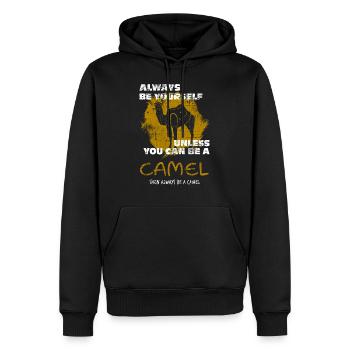Chameau - Sweat à capuche Premium bio Homme - noir - Devant - Nico (187cm)