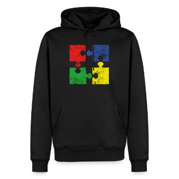 Rompicapo - Felpa con cappuccio ecologica premium da uomo - nero - Fronte - Nico (187cm)