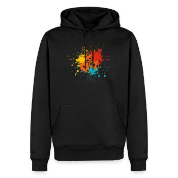 Würfel - Männer Premium Bio Hoodie - Schwarz - Vorne - Nico (187cm)