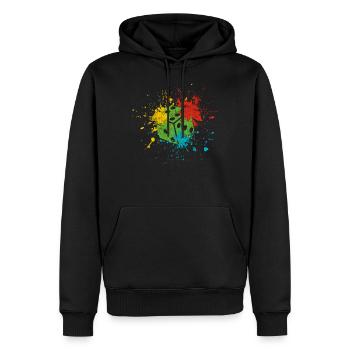 Würfel - Männer Premium Bio Hoodie - Schwarz - Vorne - Nico (187cm)
