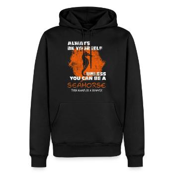 Seepferdchen - Männer Premium Bio Hoodie - Schwarz - Vorne - Nico (187cm)