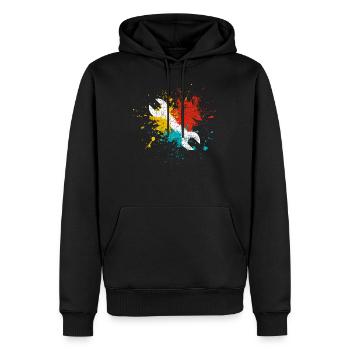 Werkzeug - Männer Premium Bio Hoodie - Schwarz - Vorne - Nico (187cm)