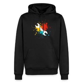 Werkzeug - Männer Premium Bio Hoodie - Schwarz - Vorne - Nico (187cm)