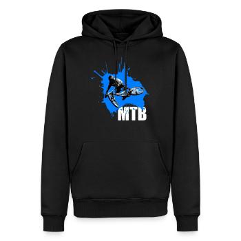 Mountainbike Sprung Downhill cross MTB - Männer Premium Bio Hoodie - Schwarz - Vorne - Nico (187cm)