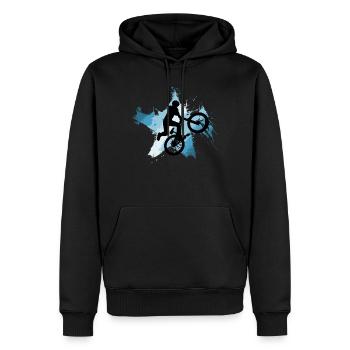 Mountainbike Jump Downhill MTB blau - Männer Premium Bio Hoodie - Schwarz - Vorne - Nico (187cm)