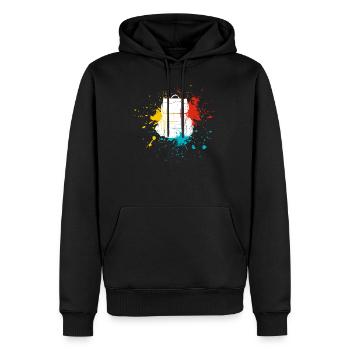 Rucksack - Männer Premium Bio Hoodie - Schwarz - Vorne - Nico (187cm)