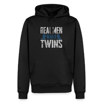 Papa jumeaux - Sweat à capuche Premium bio Homme - noir - Devant - Nico (187cm)
