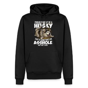 Stolze Eltern eines Husky Hund - Männer Premium Bio Hoodie - Schwarz - Vorne - Nico (187cm)